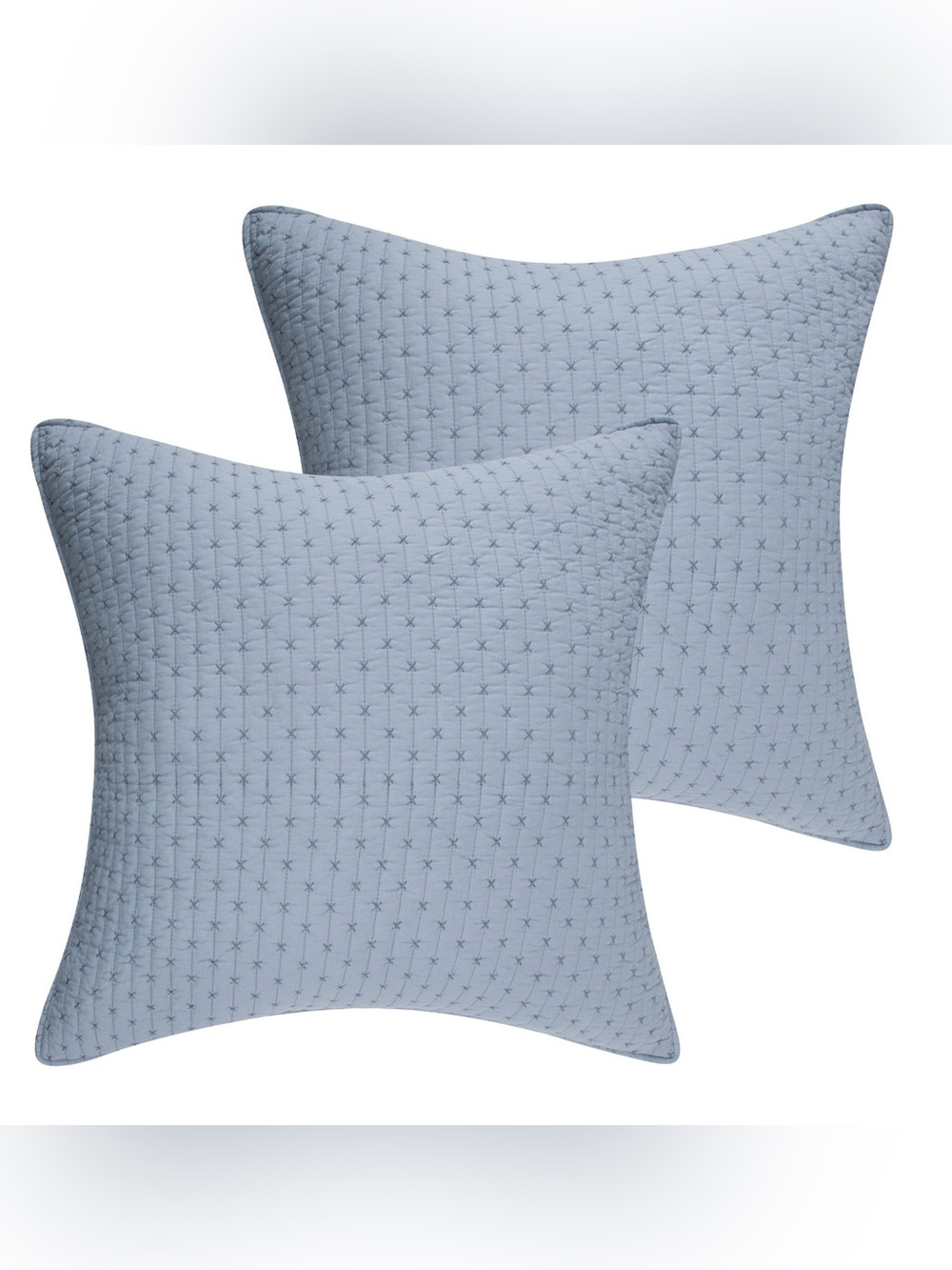 Levtex Home Cross Stitch chambray blue  Solid Euro Sham - Set of 2